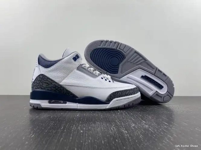 1st Kicks Jordan Air 3 Midnight CT8532-140 Navy 0527